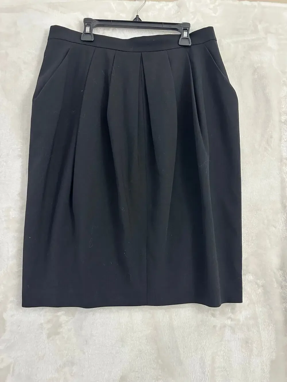 Michael Kors Black Virgin Wool Skirt 10 Medium Basic Staple